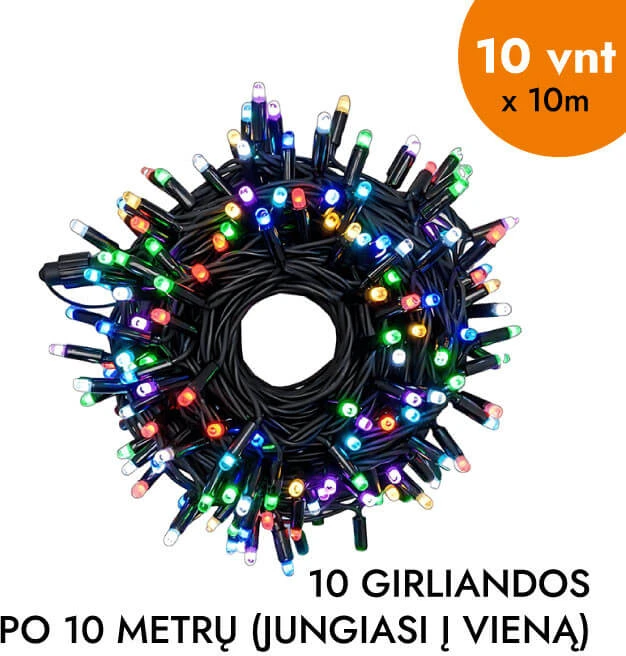 Lauko ir vidaus girlianda (LED lemputės) 100 m PROLED RGB