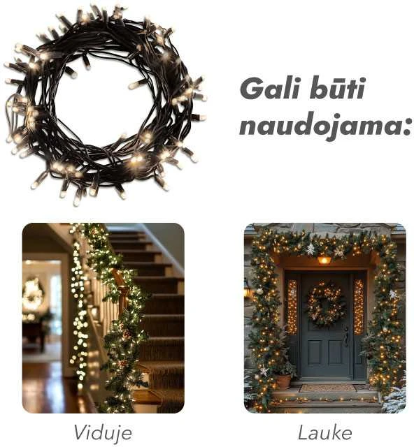 Lauko ir vidaus girlianda (LED lemputės) 20 m PROLED juoda