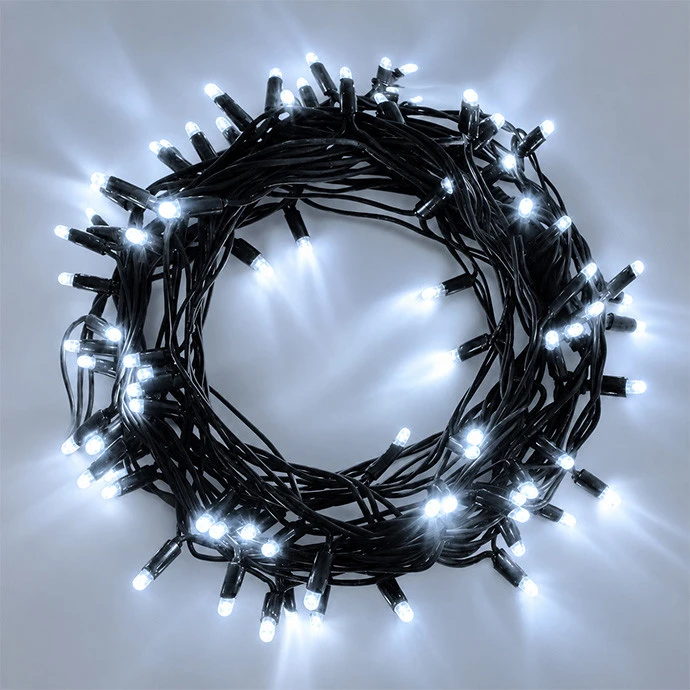 Lauko ir vidaus girlianda (šaltai baltos LED lemputės) 20 m PROLED juoda