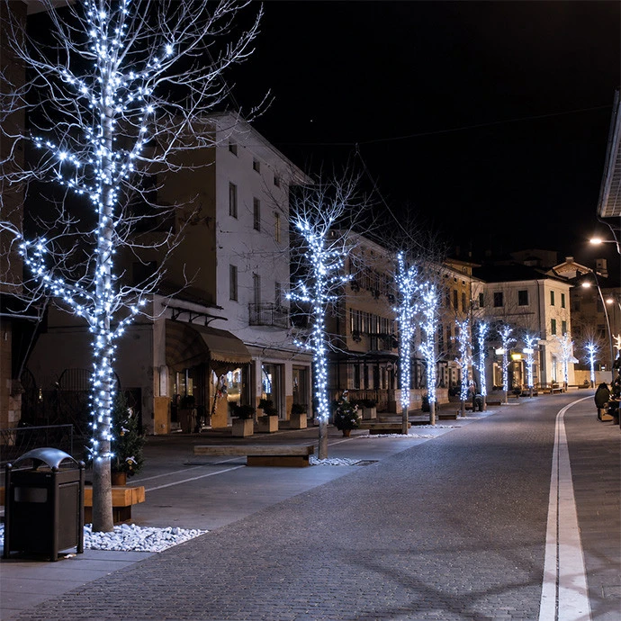Lauko ir vidaus girlianda (šaltai baltos LED lemputės) 20 m PROLED juoda
