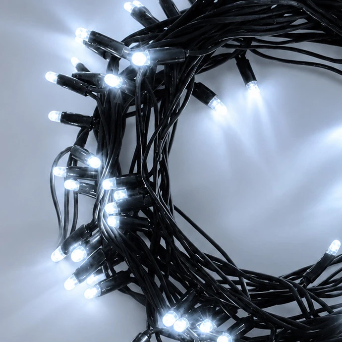 Lauko ir vidaus girlianda (šaltai baltos LED lemputės) 100 m PROLED juoda