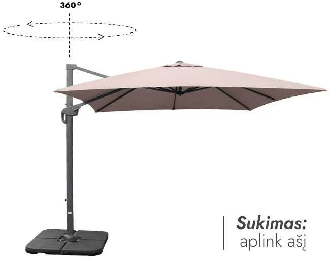 Zeltpro Lauko skėtis su Solid padu (užvalkalas dovanų) Lounge Taupe