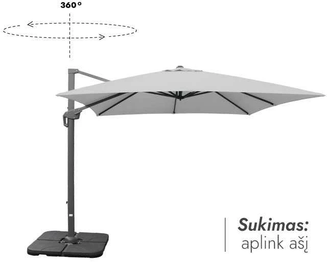 Zeltpro Lauko skėtis su Solid padu (užvalkalas dovanų) Lounge Light Pilkas