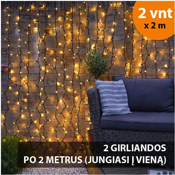 Lempučių užuolaida (šiltai baltos LED lemputės) PROLED IP67 4x2 m