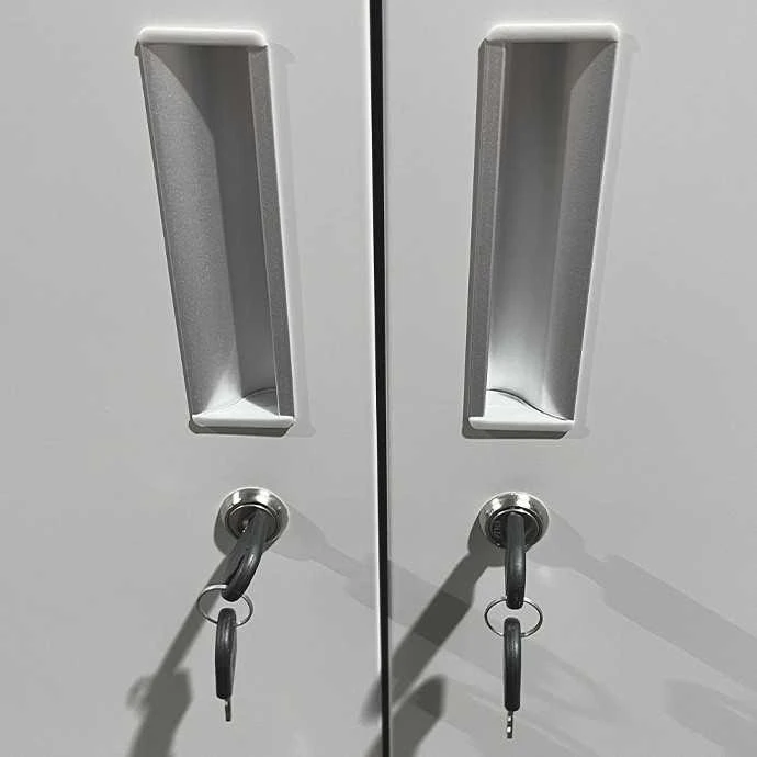 Metalinė persirengimo spintelė dvivietė, dviejų lygių, L formos Rehalt Systems 1800 x 400 x 500