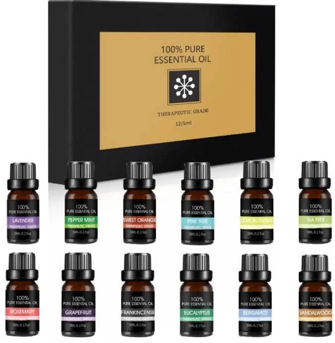 Naturalus eterinių aliejų rinkinys Bohomi Home Spa 100% Pure 12 x 5ml
