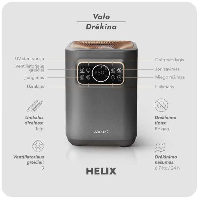 Oro drėkintuvas Adolus Helix + Papildomas filtras