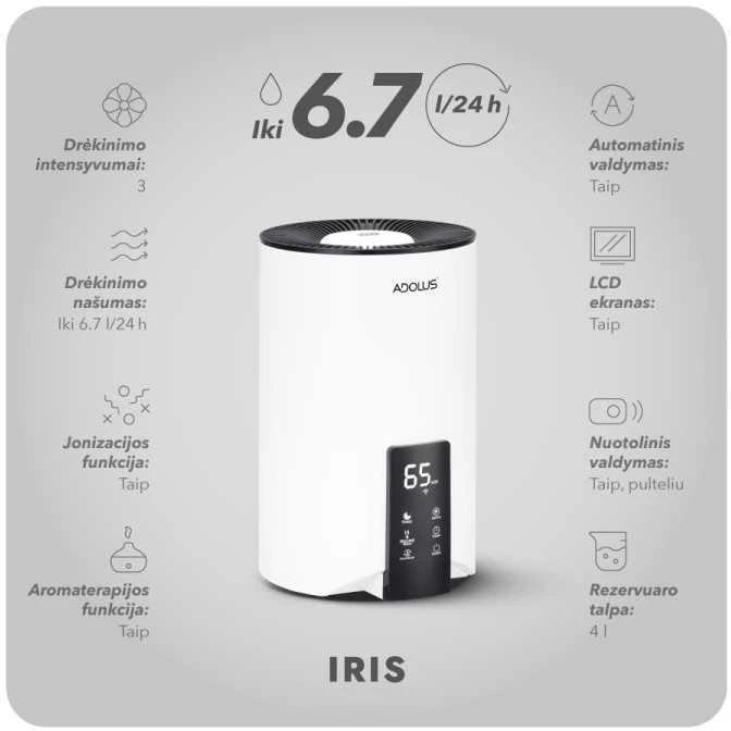 Oro drėkintuvas Adolus IRIS 25W, 4l