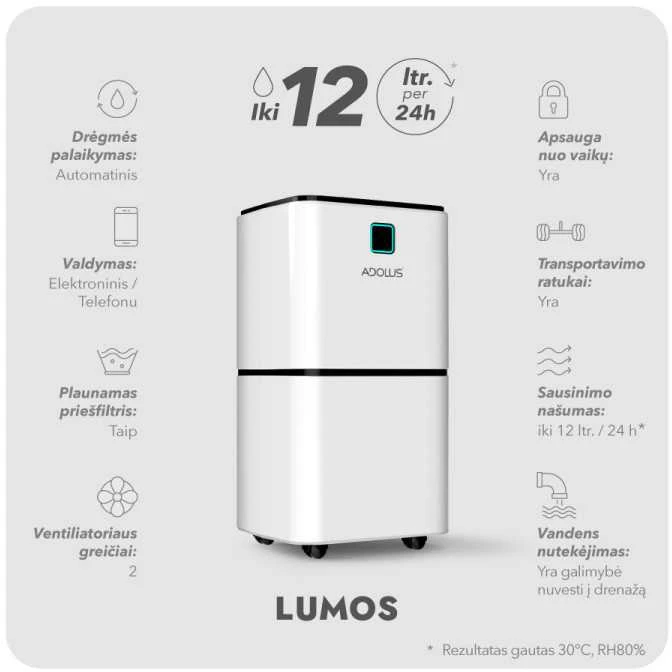 Oro sausintuvas Adolus LUMOS 185W, 2l