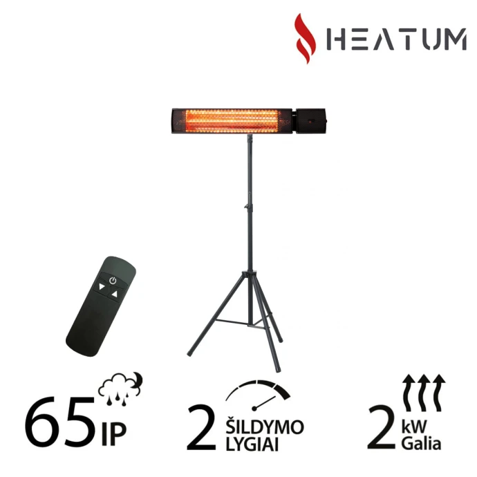 Pastatomas Infraraudonųjų spindulių šildytuvas Heatum H2000R URBAN Juodas su trikoju stovu