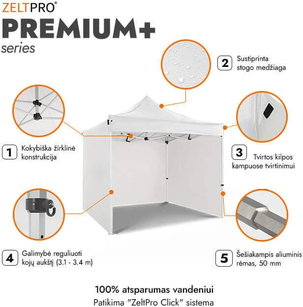 Prekybinė Palapinė 3x3 Balta Zeltpro PREMIUM+