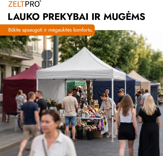 Prekybinė Palapinė 3x3 Balta Zeltpro PROFRAME