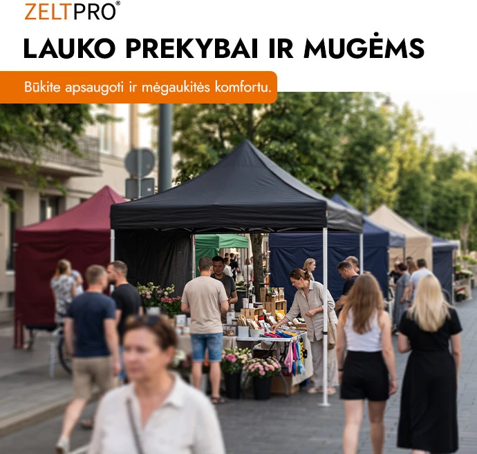 Prekybinė Palapinė 3x3 Juoda Zeltpro PROFRAME
