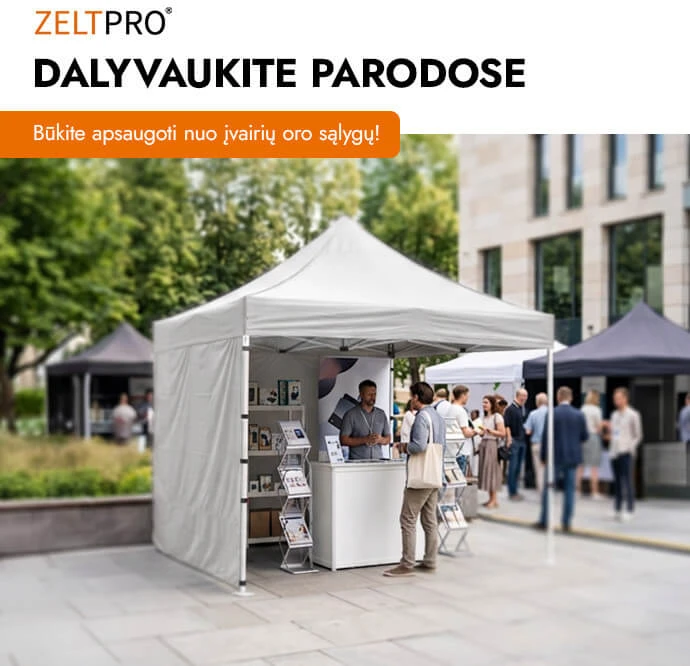 Prekybinė Palapinė 3x4,5 Balta Zeltpro PROFRAME