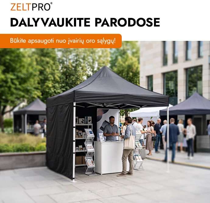 Prekybinė Palapinė 3x4,5 Juoda Zeltpro PROFRAME