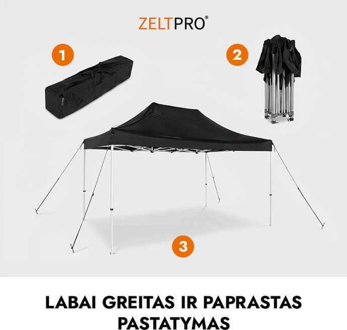 Prekybinė Palapinė 3x4,5 Juoda Zeltpro TITAN
