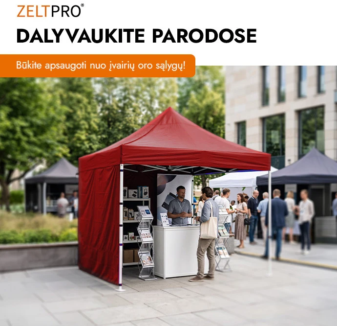 Prekybinė Palapinė 3x4,5 Raudona Zeltpro PROFRAME