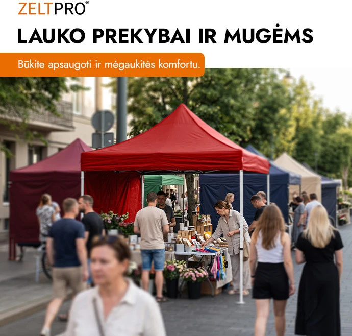 Prekybinė Palapinė 3x4,5 Raudona Zeltpro PROFRAME