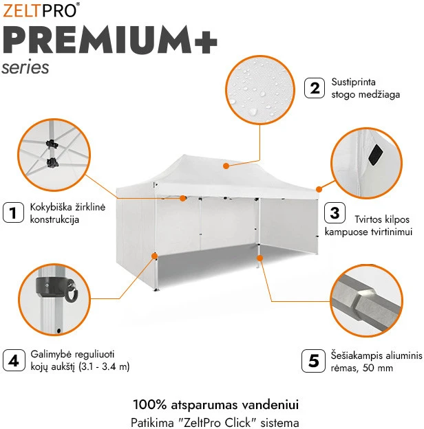 Prekybinė Palapinė 3x6 Balta Zeltpro PREMIUM+