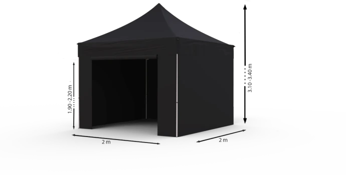 Prekybinės palapinės stogas ir sienos (4 vnt.) komplektas 2x2 Juoda Zeltpro PROFRAME