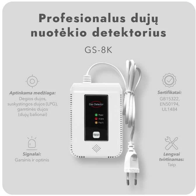 Profesionalus dujų nuotėkio detektorius GS-8K