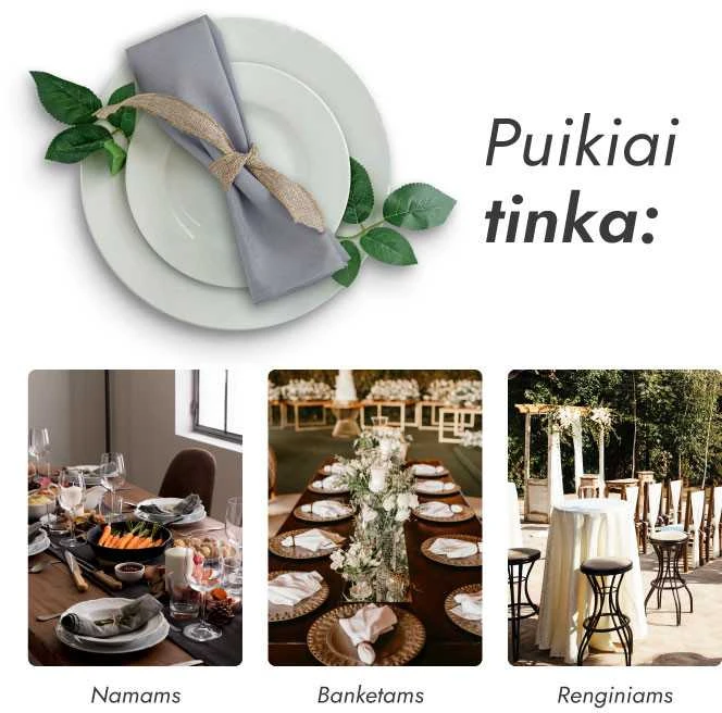 Restly Medžiaginė servetėlė pilka 40x40 (10 vnt.)