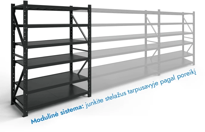 Stelažas 2000x1000x500 šešių lentynų Rehalt Systems bazinė dalis