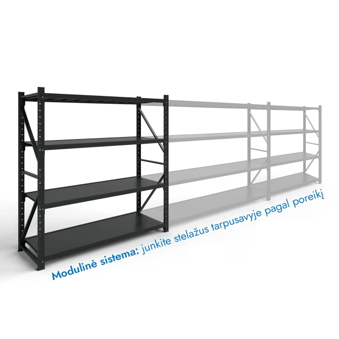Stelažas 2000x1200x600 keturių lentynų Rehalt Systems bazinė dalis