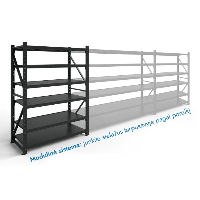 Stelažas 2000x2000x500 šešių lentynų Rehalt Systems prijungiama dalis