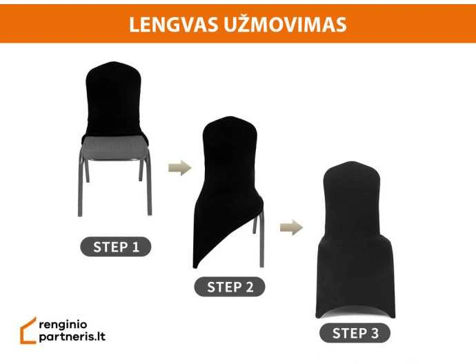 Tamprus kėdės užvalkalas Restly Juodas 46x56x86