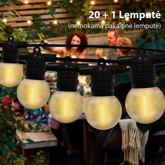 Tonro Lauko girlianda (LED lemputės) 10 m Glow juoda Matinė
