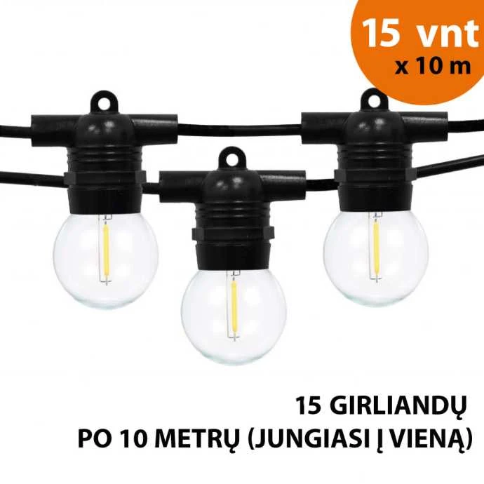 Tonro Lauko girlianda (LED lemputės) 150 m Glow juoda