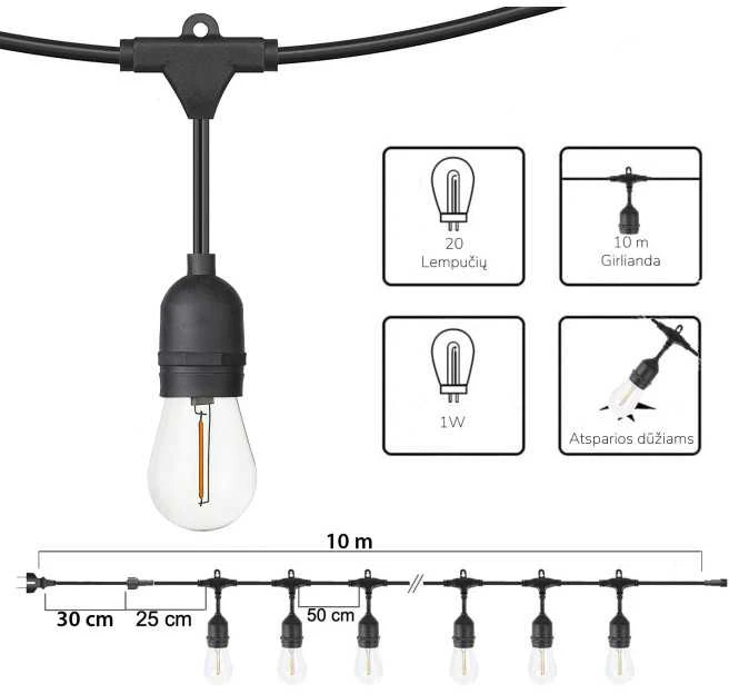 Tonro Lauko girlianda (LED lemputės) 50 m Drop
