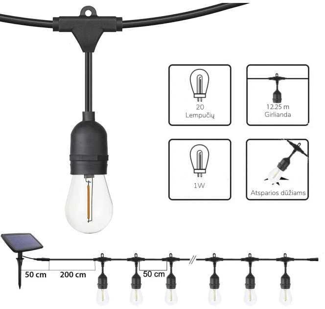 Tonro Lauko girlianda su saulės baterija (LED) Drop