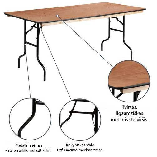 Tonro Stačiakampis medinis stalas 180x90