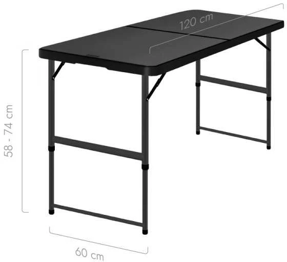 Tonro Sulankstomas stalas 120 cm Juodas