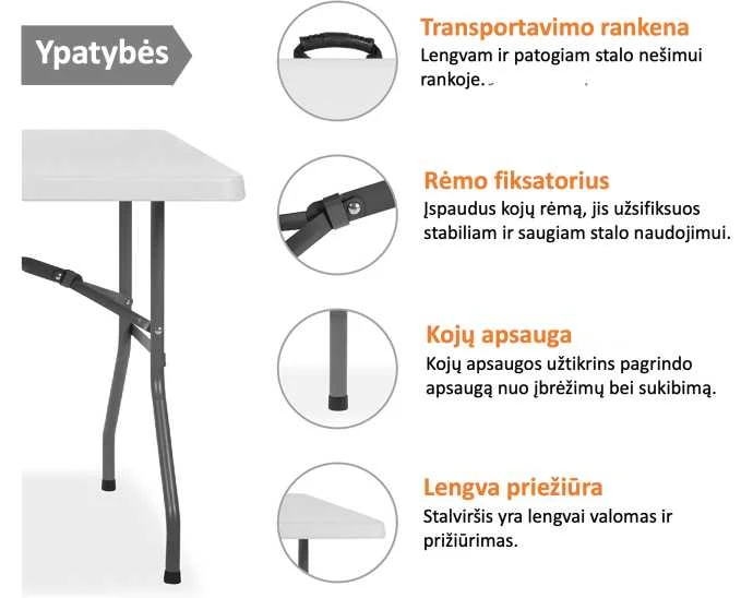 Tonro Sulankstomas stalas 240 cm.