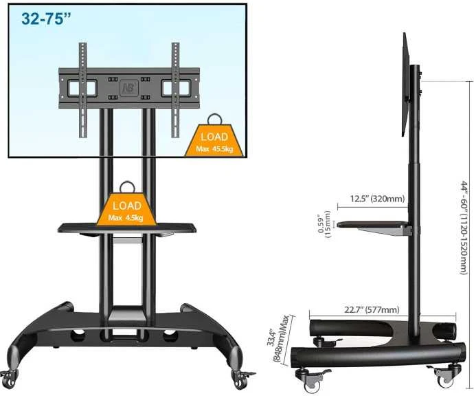 TV laikiklis ant ratų NB AVA1500-60-1P 32-75"