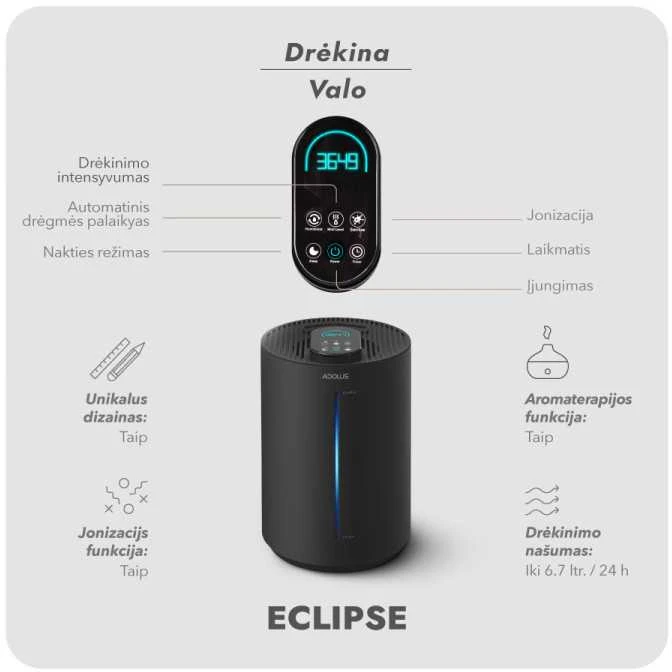 Ultragarsinis oro drėkintuvas Adolus ECLIPSE 25W, 5.5l