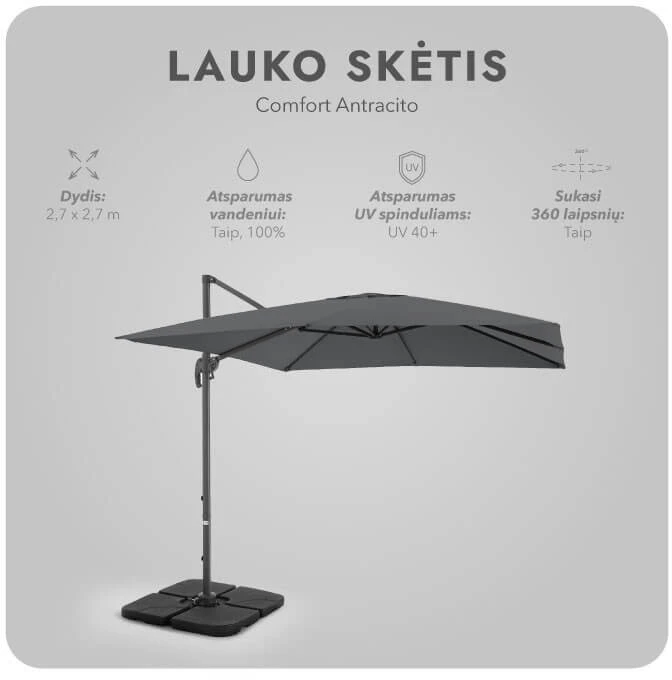 Zeltpro Lauko skėtis su padu Comfort Antracito
