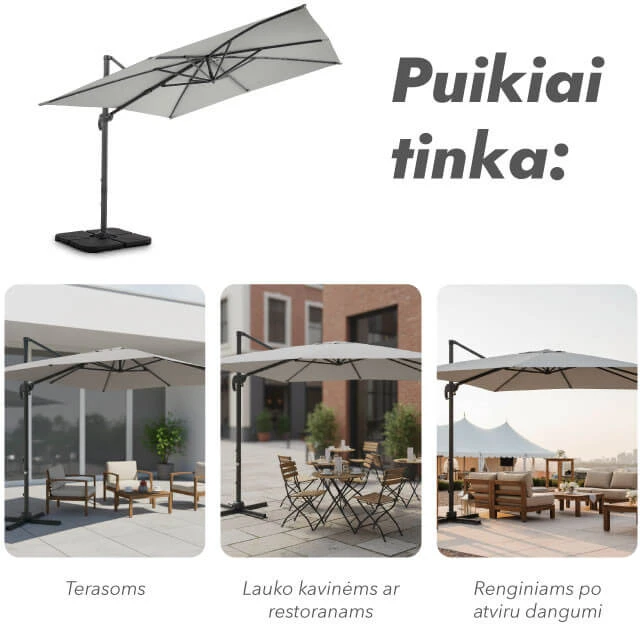 Zeltpro Lauko skėtis su padu Comfort Light Pilkas