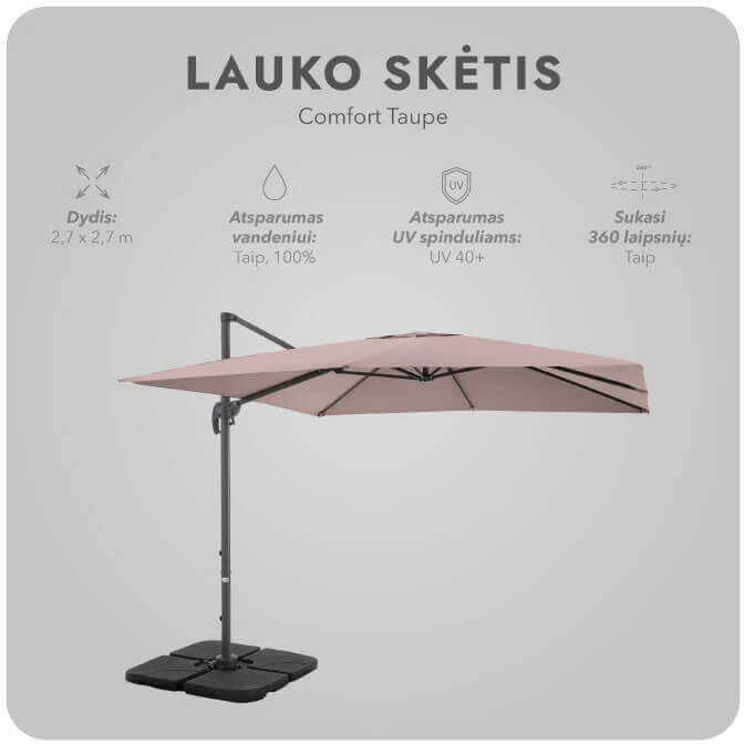 Zeltpro Lauko skėtis su padu ir užvalkalu Comfort Taupe