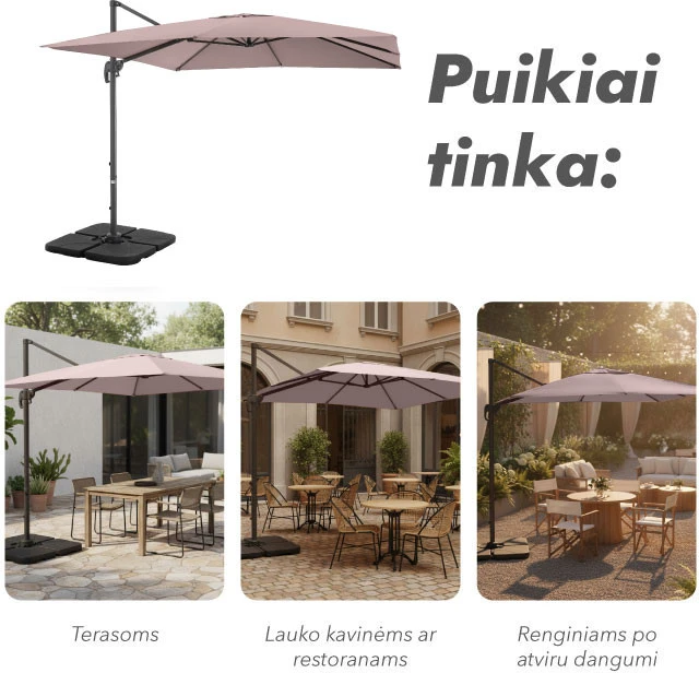 Zeltpro Lauko skėtis su padu ir užvalkalu Comfort Taupe