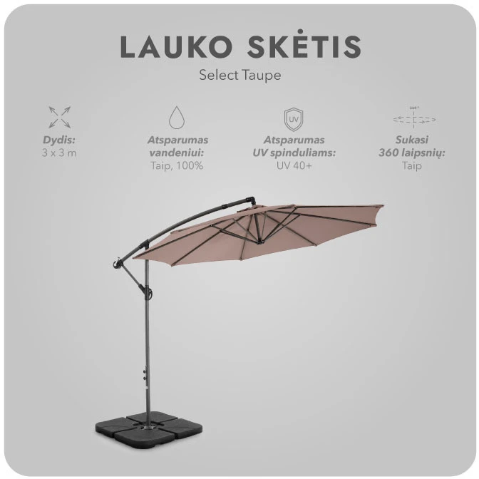 Zeltpro Lauko skėtis su padu Select Taupe