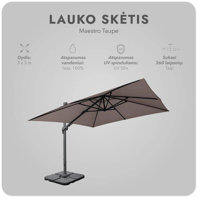 Zeltpro Lauko skėtis su padu (užvalkalas dovanų) Maestro Taupe