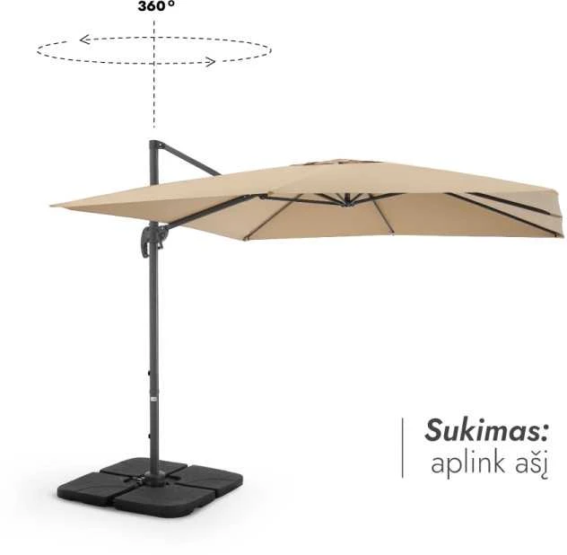 Zeltpro Lauko skėtis su Solid padu ir užvalkalu Comfort Taupe