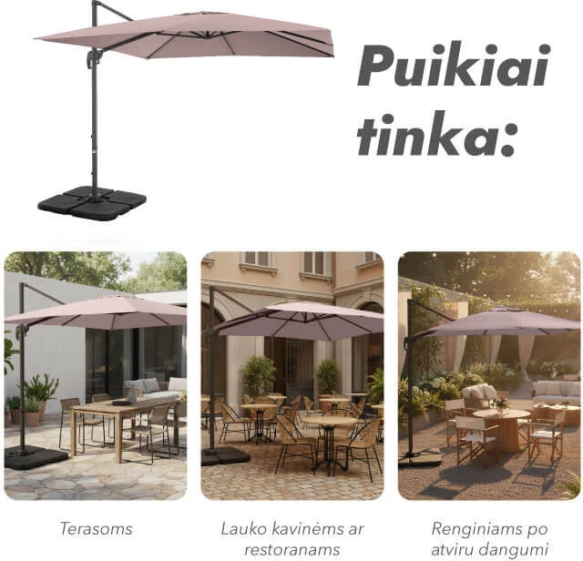 Zeltpro Lauko skėtis su Solid padu ir užvalkalu Comfort Taupe