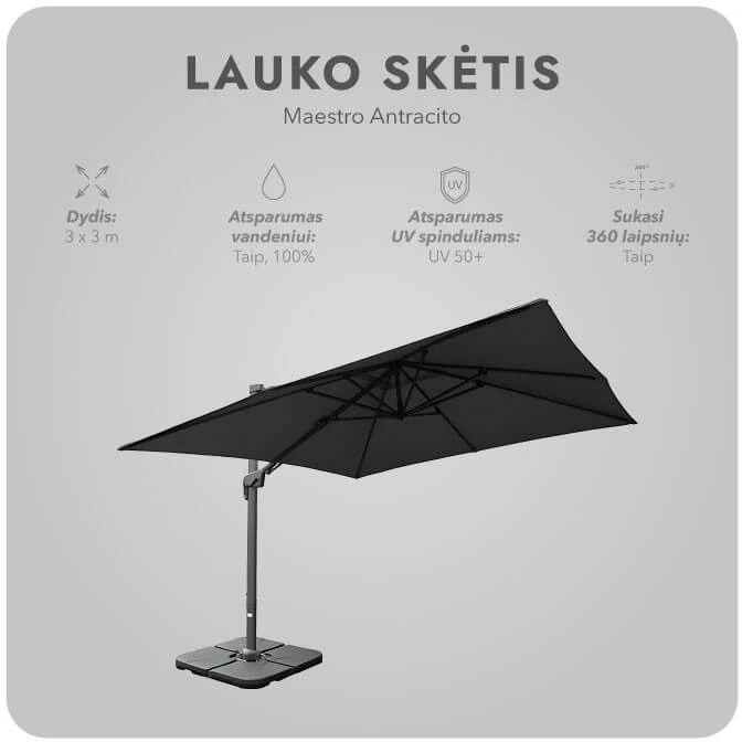Zeltpro Lauko skėtis (užvalkalas dovanų) Maestro Antracito