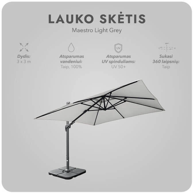 Zeltpro Lauko skėtis (užvalkalas dovanų) Maestro Light Pilkas