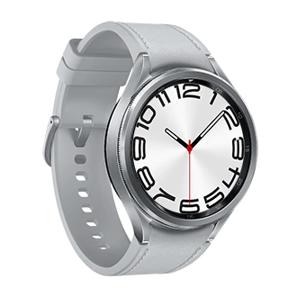 Išmanusis laikrodis Samsung Galaxy Watch 6 Classic LTE, 47 mm, Sidabrinės spalvos korpusas su pilkos spalvos dirželiu